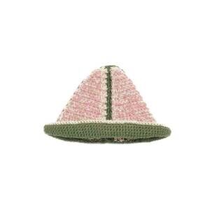 NEW NICHOLAS DALEY hand-crocheted bucket hats in cream/pink/green